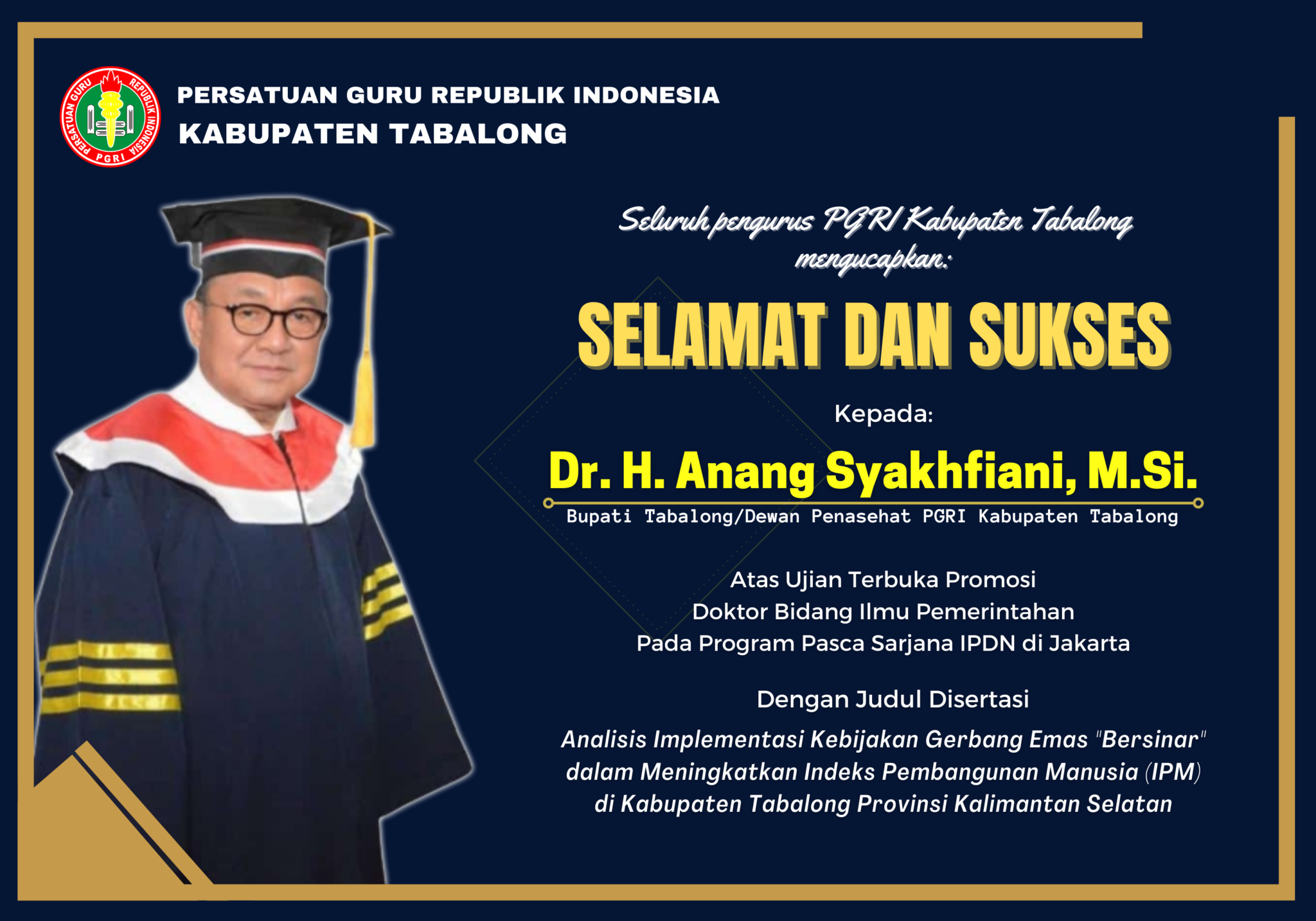 Selamat Dan Sukses: Ujian Terbuka Promosi Doktor – PGRI KABUPATEN TABALONG